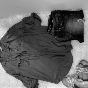 Forever 21 button down top olive green